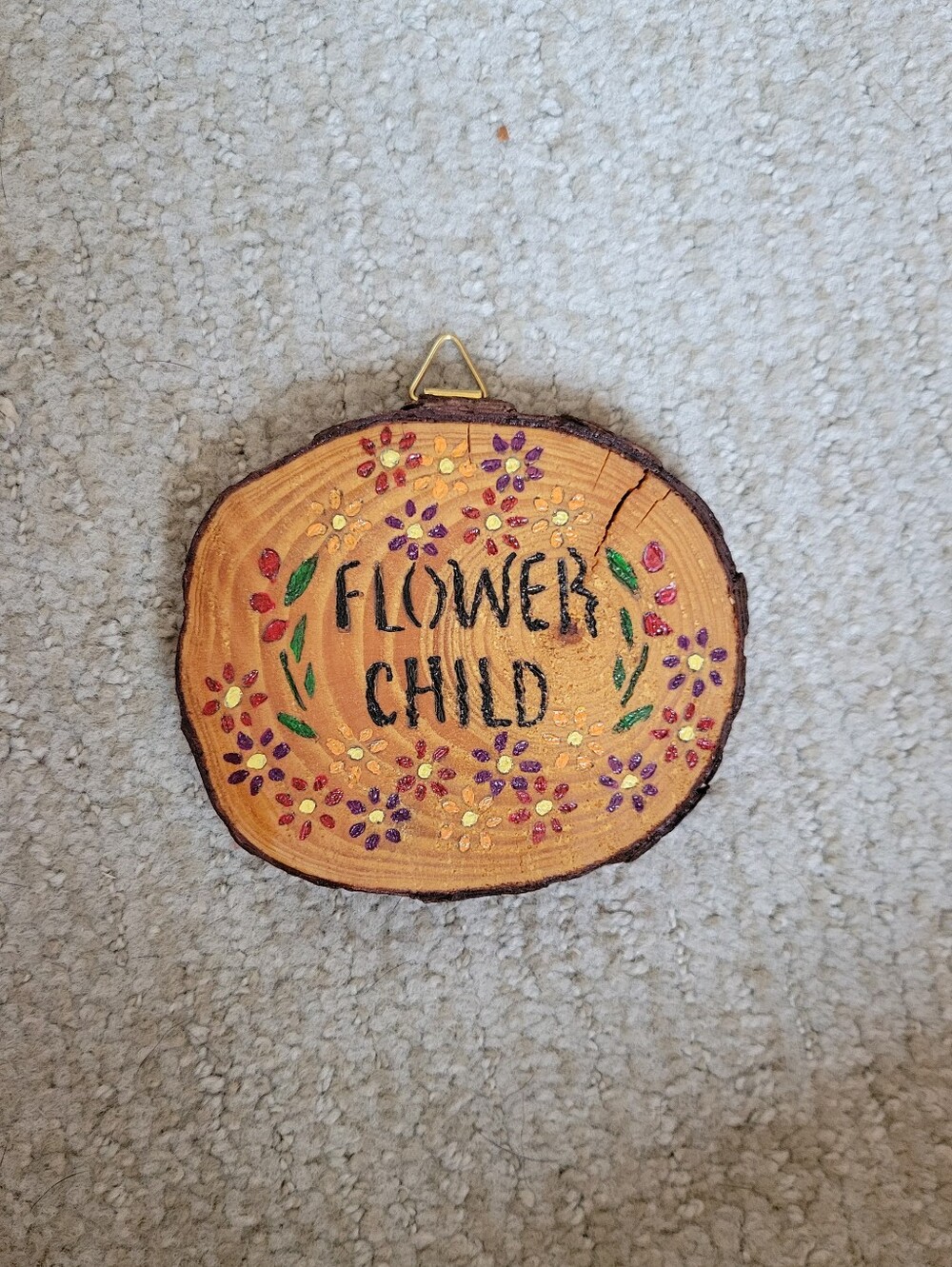 Flower Child Hand Painted Wood Slice Wall Art